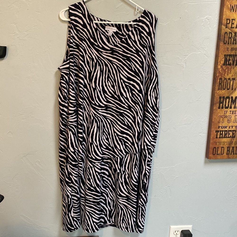 Susan Graver Black & White Animal Print Dress Size 1X